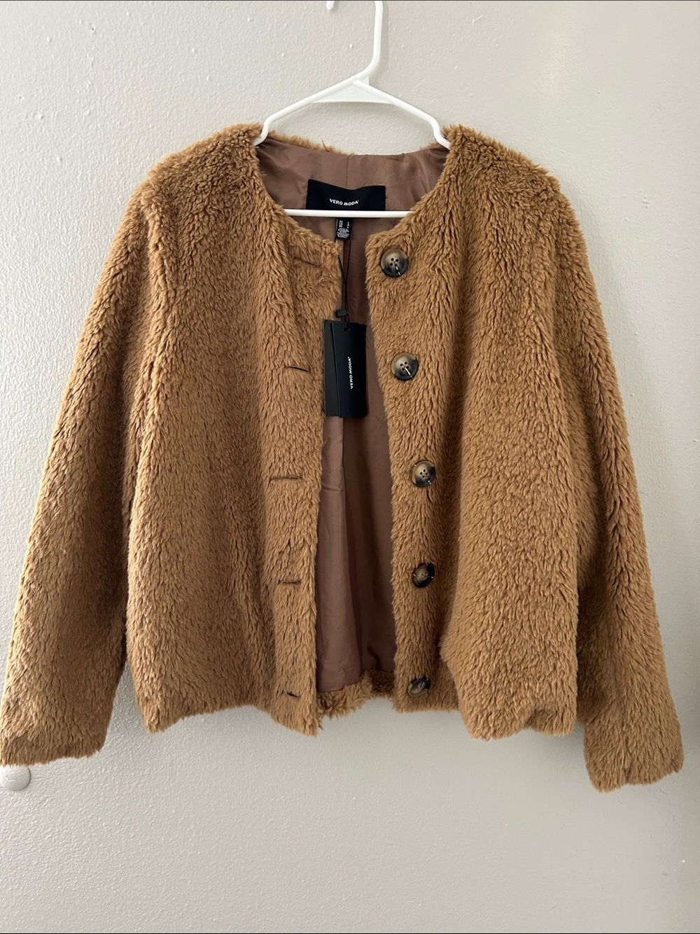 Vero Moda Camel Teddy Button-Up Jacket